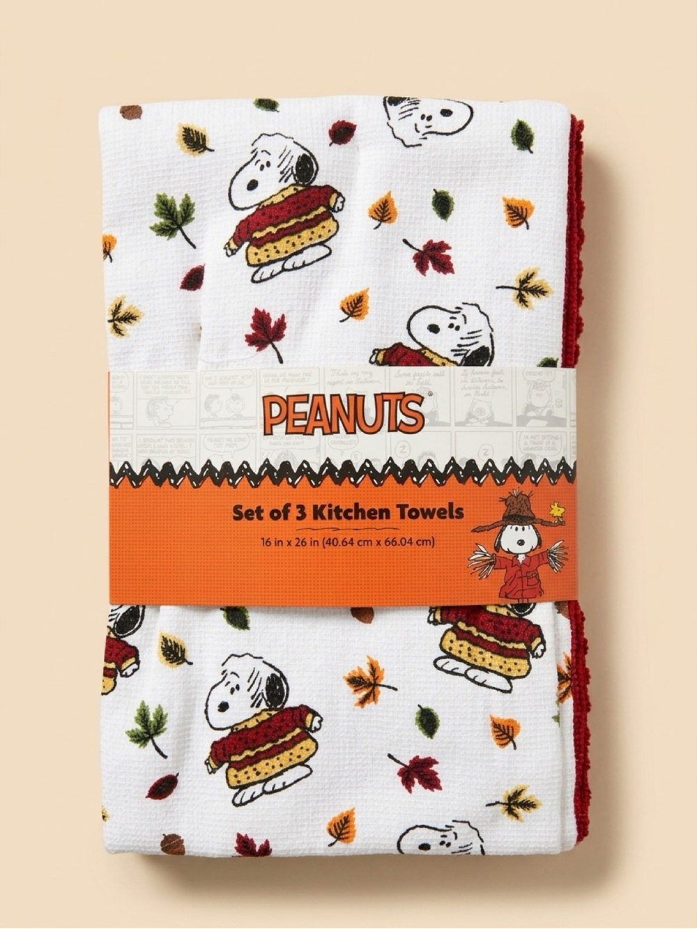 🆕PEANUTS SNOOPY AUTUMN FALL SET OF 3 KITCHEN TOWELS